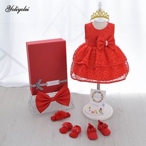 Yoliyolei geschenkdoos kinderen meisjes jurk baby meisje set 1ste verjaardagsfeestje jurken kinderen prinses vestido kind casual kleding 210315