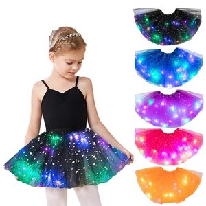 Yomdi Girls tutu jupes avec néon LED Light Glow Princess Ballet Stage Dance Short Dress Kids Fairy Miniskirt Birthday Cadeaux 240429