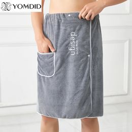 Yomdid portable hommes serviette de bain serviette à microfibre douce peignoir avec poche magique pour adultes gym plage sauna spa natation 240422