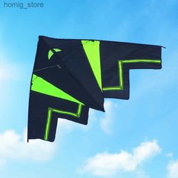 Yongjian Large Delta Kite 2m vliegtuig vliegers Zwart vliegtuigontwerp Easy te vliegen Volwassen vliegers Grote buitenspeelgoed Outdoor Fun Sports Y240416
