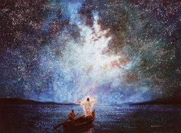 Yongsung Kim CALME ET ÉTOILES Jésus sur le bateau la nuit Décoration d'intérieur Artisanat HD Impression Peinture à l'huile sur toile Art mural Toile Pictures7856999
