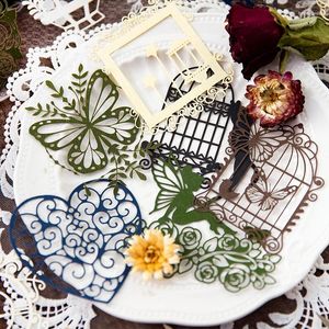 Yoofun 10 unids/lote creativo mariposas corazón ventana decoración de colección de recortes tarjeta para tarjetas de regalo artesanía hacer diario papel DIY
