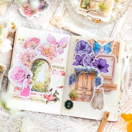 Yoofun 45pcs/lote pegatinas de flores estéticas lindas mariposas álbumes de recortes para la ventana del diario etiquetas de papelería decorativa