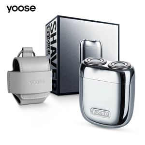 yoose Mini rasoio elettrico da uomoRasoi impermeabili da uomoRasoi elettrici Wet Dry USB-CRicaricabileCustodia in pelle portatile 240115