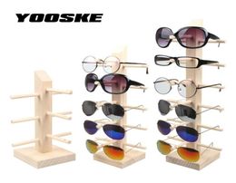 Yooske Wood Display Rack Organizer para gafas de sol Soportes de gafas para soportes de contador Bamboo 6 5 4 3 pares Eyeglasses Show T2005056296129