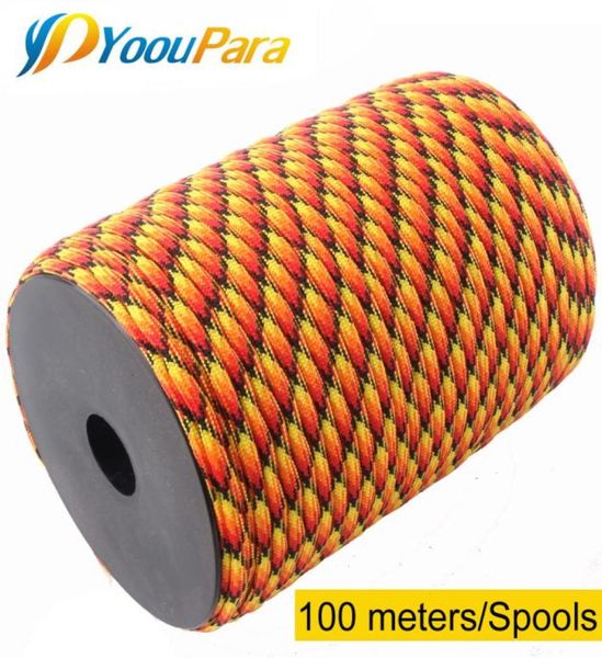 YoouPara 252 couleurs Paracord 4mm 100 mètres bobines 7 brins corde Parachute corde escalade en plein air tactique survie Paracord 5501467410
