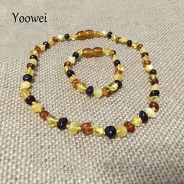 Yoowei – ensemble de bijoux en ambre naturel pour bébé et adulte, perles de la baltique, collier et Bracelet faits à la main, pierres précieuses originales, vente en gros, 231229
