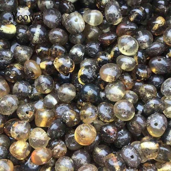 Yoowei vert pierre gemme bricolage pour bébé collier de dentition fabrication de bijoux 100% ambre naturel baltique perles en vrac entières