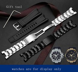 Bracelet en argent noir Yopo Bracelet en argent noir pour G Shock GSTW300400GB100W120L Silicoen Watch Chain H09158133440