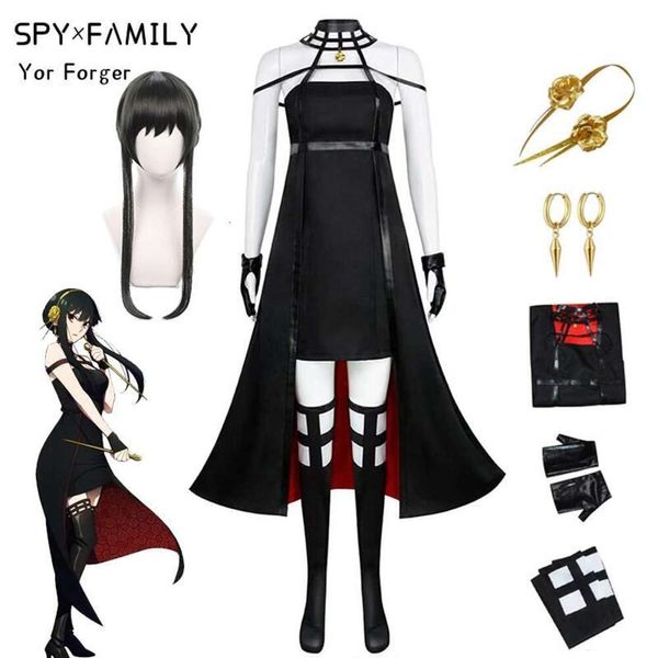 Yor Forger Cosplay Costume Anime Spy X Famille Cosplay Perruque Robe Costume Noir Rouge Uniforme Jupe Halloween Femmes Vêtements Costumescosplay