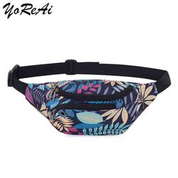 Yorai geprinte bladeren taille tas voor mannen vrouwen mode casual riem tassen zakje reizen vrouwelijke bananenpakketten kind fanny pack j220705