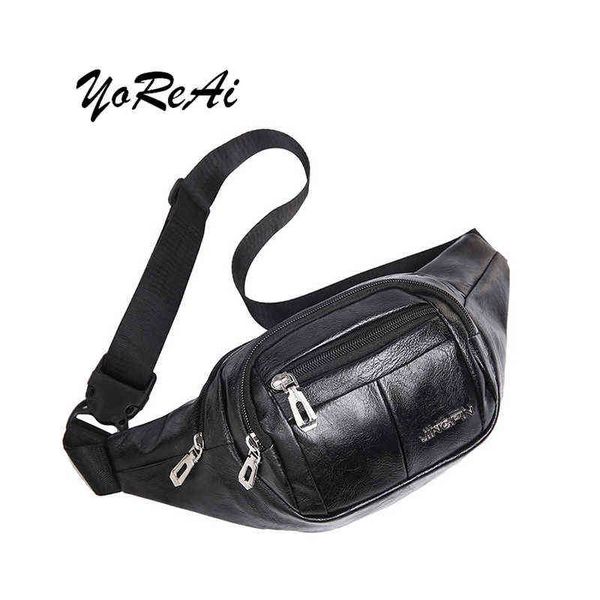 Yorai Mujeres Cintura Un bolso Unisex Nueva Moda coreana Retro Crossbody Pack Pu Fanny Packs Ocio Colegio Viento Cofre Bolsas J220705