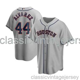 Camisa de beisebol Yordan lvarez cinza XS-6XL costurada masculina feminina camisa de beisebol juvenil