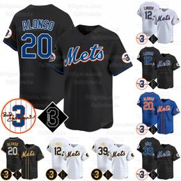 York Mets 2024 Custom Pete Alonso 4 Francisco Alvarez Jersey Brandon Nimmo Edwin Diaz Francisco Lindor Daniel Vogelbach Jeff McNeil Kodai Senga Brett Baty Baseball