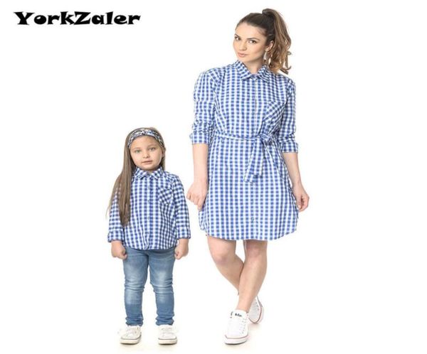 YorkZaler Ropa a juego para la familia Ropa para madre e hija Trajes para padre e hijo Mamá Primavera Otoño Camisa de celosía familiar Camisa a cuadros 7306792