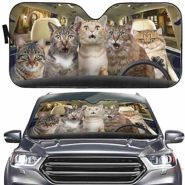 YOSA Car Sun Shade Parabrisas Bengala Cat Driver Shocked Funny Cat Car Ventana delantera Parasoles Cover Keep Vehicle Cool UV Sun He