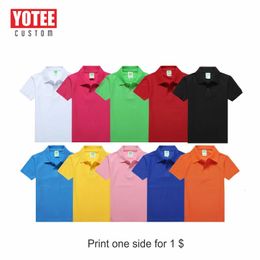 YOTEE Zomer Hoogwaardige casual casual korte mouwen Polo Clothing Kid Individueel schooluitje aangepaste poloshirt katoen kinderen 240319