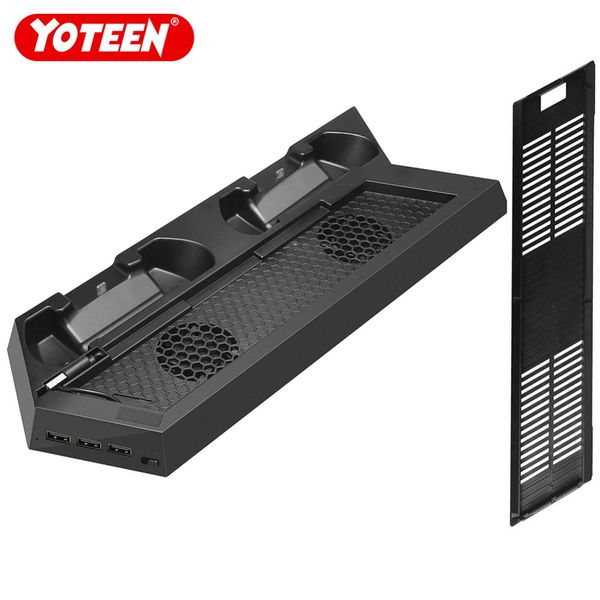 Yoteen Accessoires pour manettes PS4 Slim Support vertical Ventilateur de refroidissement Double station de charge pour Playstation4 Slim Charger Dock Ventilateurs USB