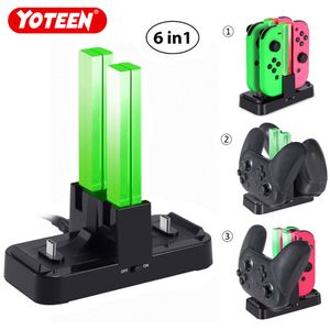 Yoteen pour Nintendo Switch 4 chargeur Joy-Con 6 en 1 support de station d'accueil USB pour chargeur de contrôleur 2 Pro avec Indication LED