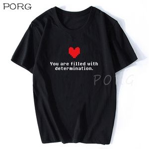 Je bent gevuld met vastberadenheid Letter T-shirt Undertale Funny Game T Shirt Men Cotton Gamer Kleding Hoogwaardige TEE 210706