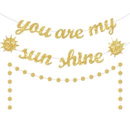 Tu es mon soleil de baby shower décor or paillettes Gold tu es ma bannière de soleil avec un cercle de soleil souriant dot garland fester fournit 240326