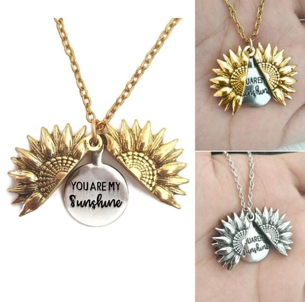 You Are My Sunshine Friends Bitches Valentine Collier Antique Or Tournesol Médaillon Pendentif Collier pour Femmes En Gros