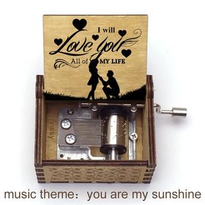 You Are My Sunshine love quotes print Thema Muziek Hand Houten Muziekdoos vriendin vrouw Verjaardagscadeau 240118