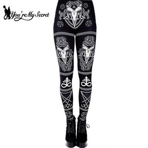 [Eres mi secreto] 3D Digital Impreso Devil Satan Mujeres Leggings para fitness Cuerno de cabra Hexagrama Pantalones Elástico Entrenamiento Legin LY191202