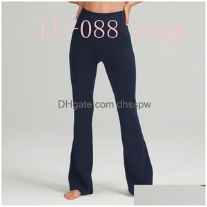 Quieres pantalones acampanados Leggings para mujer Lu-088 Pantalón de yoga Súper elástico Cintura alta Gimnasio Entrenamiento Acampanado Piernas anchas Pantalones Drop Deliv Dhrtx