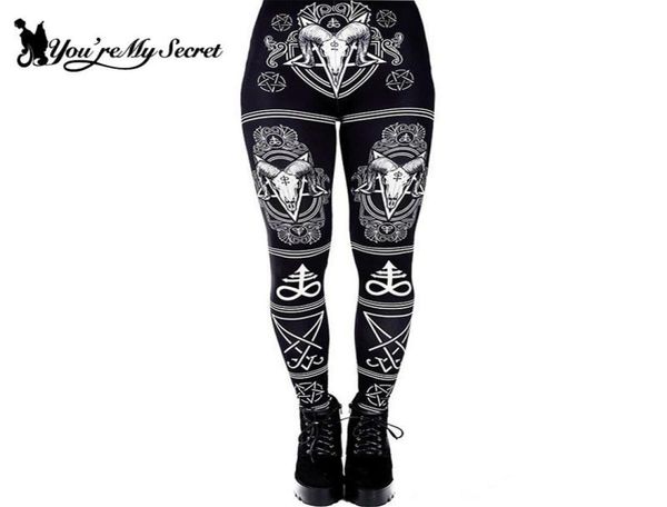 You039re mon secret 3d numérique imprimé diable satan leggings for fitness chèvre hexagram pantalon élastique élastique legin l2105315