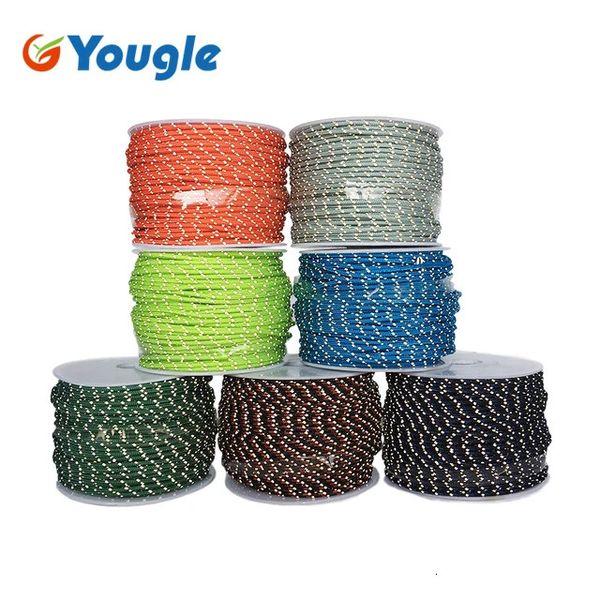 YOUGLE 50 mètres 25mm 3 brins noyaux 280LB réfléchissant Paracord Parachute corde tente Guy ligne de pêche corde à linge 240117