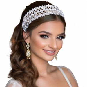 Youlapan Bridal Headband met Pearls Rhineste Woman Wedding Graderde Hair Accessies Luxe Gemste Bruidsmeisje Hoofdkleding HP631 K2DD#