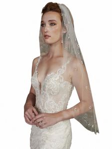 Youlapan V130 Veaux de mariée courts de mariage Veille perle perle Soft 1 Tier Veille de mariée avec actualité de mariage coupé pour la mariée Y50C #