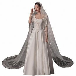 Youlapan V145 pleine perle perlée cathédrale voile de mariage 1 niveau voile de mariée accessoires de cheveux de mariage mariée Lg voile a1yq #