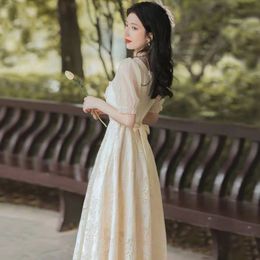 Jeune et amélioré Cheongsam Style chinois rétro bulle manches tempérament Cheongsam robe fée fille robe Xiansen Style