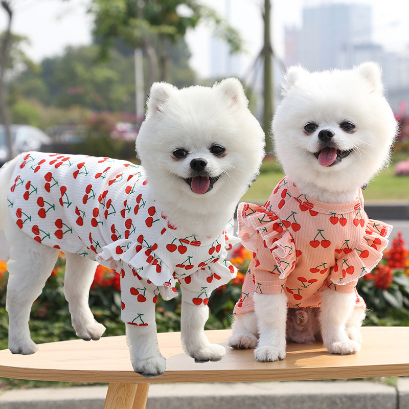 Young Fashion Pet Dog Apparel Sublimation Clothes Vest Spring Summer Dogg Vests Soft Ventilation Pup Shirt Puppy Sweats for Small Dogs Girl Fruits Cherry Pink A17