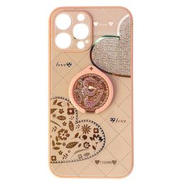 Young Girl Heart Mobiele telefoon Koningen Nieuwe ontwerper Bling Bling Rhinestones Harde Covers Tassen voor iPhone 11 12 13 14 Pro Max -serie