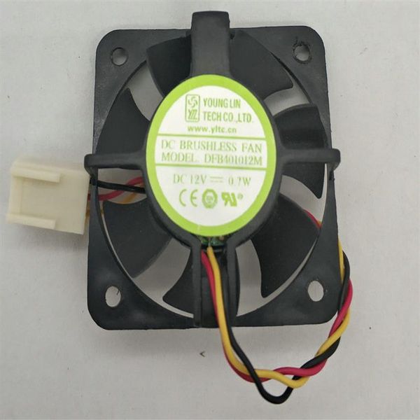 YOUNG LIN DFB401012M 40 10MM 12V 0 7W Ventilador de enfriamiento de doble bola de 3 cables 265B