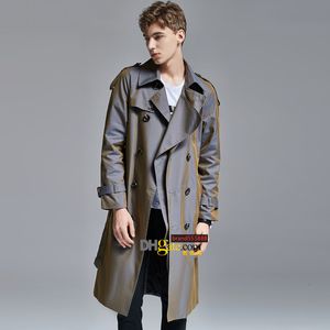 Jonge man modejas kleur veranderen unieke windjack knie lengte heren uit het leren herfst Europese klassieker overjas