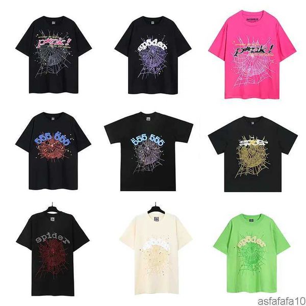 Young Thug Designer T-shirt 2024 Été pour hommes et femmes Taille S M L XL Vêtements graphiques 555 Tshirt Spider Pink Black Blanc 55555 Z1BR