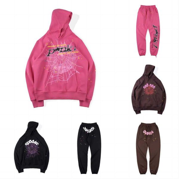 Young Thug Pink Sp5der 555555 Hommes Sweat à capuche pour femme de haute qualité Impression en mousse Spider Web Graphic 555555 Sweats Pulls S-XL Dc