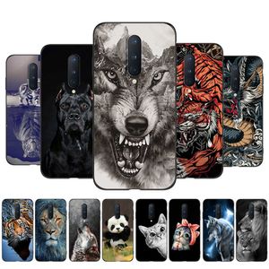 Voor OnePlus 8 Case Pro Telefoon Achterkant Zwart Tpu Case Leeuw Wolf Tijger Draak