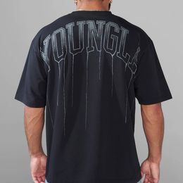 T-shirt surdimensionné pour hommes pour hommes masculin Colon Colon Loose à manches courtes Sports Sports Fitness T-shirt 240gsm Tissu lourd