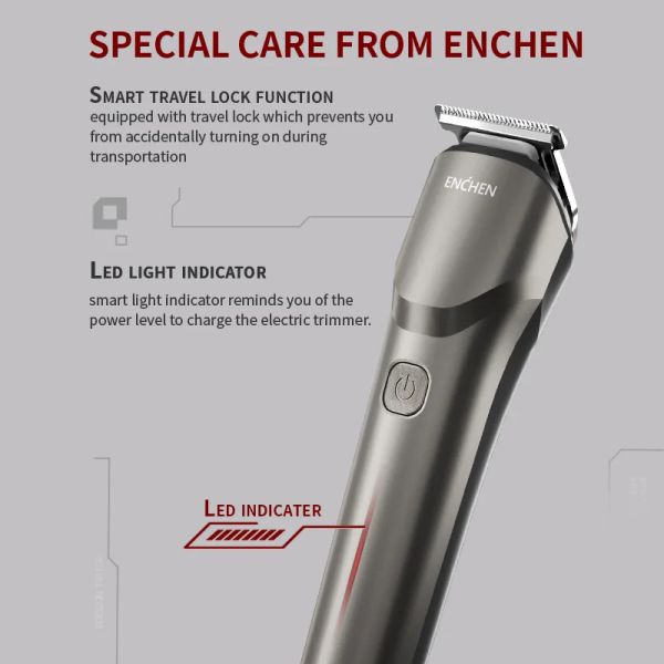 Youpin Enchen Hair Clipper Bardo 2 Type-C rechargeable avec verrouillage de voyage outils de toilettage multifonction