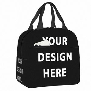 Votre design ici sac à lunch portable lettre de logo personnalisée imprimement cool plus fraîche thermique isolée bento box for women kids food fourre-tote sacs f9bq #