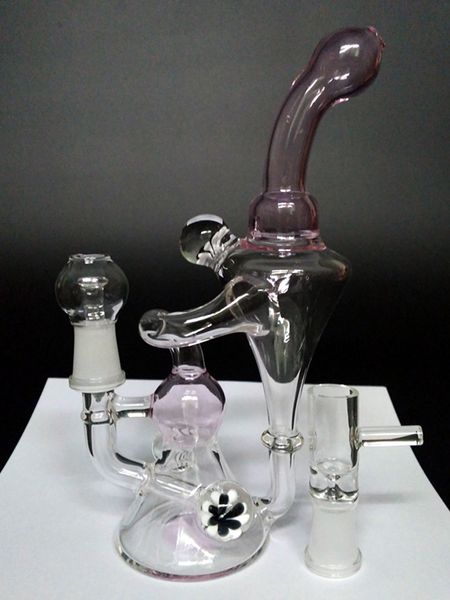 Pink Recycler Bong Glass Bongs nexusglass hitman glass hightimes Bong 14.4mm junta de vidrio aceite dab rig Glass Rig