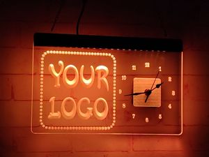 Uw logo 7 kleurenbordklok 3D-gravure LED-groothandel en detailhandel