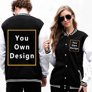 Uw eigen ontwerp merkfoto aangepaste mannen en vrouwen DIY rugby uniform jas trainingspak lange mouw trui hiphop jas 220615