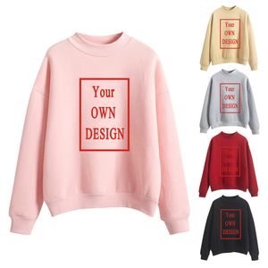 Votre propre conception image de marque impression personnalisée femmes Oneck pulls tricotés épais automne hiver couleur bonbon lâche bricolage sweats à capuche 220722