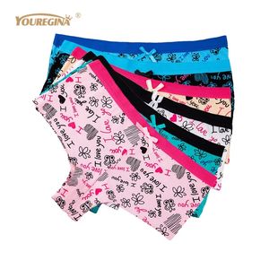 YEEGINA Womens Boxers Ondergoed Sexy Dames Slipjes BoyShorts Letter Print Katoen Shorts Onderbroek Woman Panty 6pcs / Set 201112